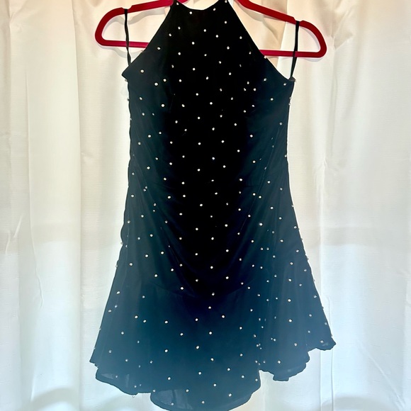 Karina Grimaldi Dresses & Skirts - Karina Grimaldi size xs black velvet mini dress with rhinestone embellishment.